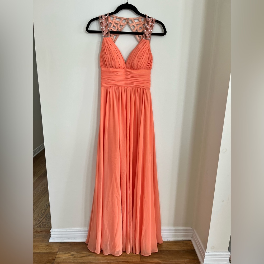 Women’s Full Length Formal Peach colored Gown Size 3/4